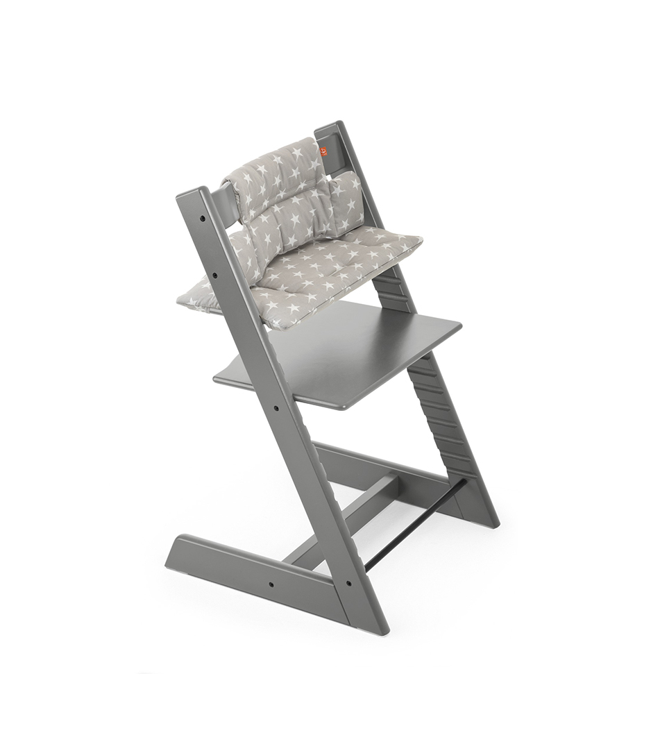 Tripp Trapp&reg; Storm Grey with Grey Star Cushion.